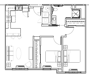 Floor plan for 2 beds, 1 bath, 850 sqft
